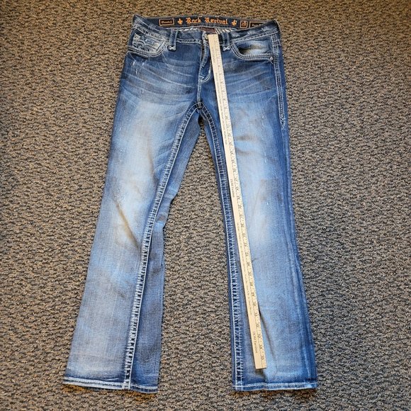 Rock Revival Mandell Easy Boot Jeans Size 29 Embroidered Pocket Rocks - Picture 4 of 15